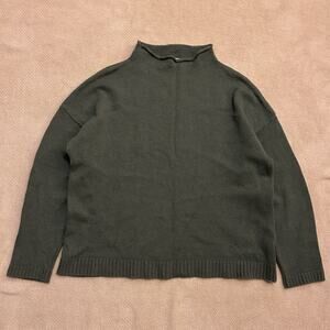 Gentle Herd Wool Knit Roll Mock Neck Cropped Sweater Medium